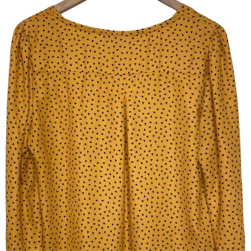 SWEET RAIN | Women's Yellow & Black Geometric Long Sleeve Blouse | Size L - Picture 8 of 13